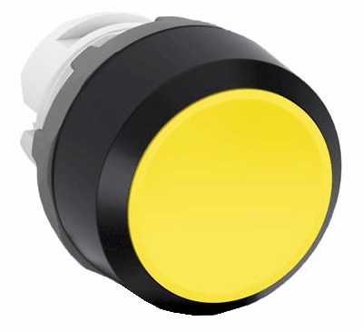 BOTON PULSADOR MOMENTANEO PERFIL BAJO, 22 mm, AMARILLO