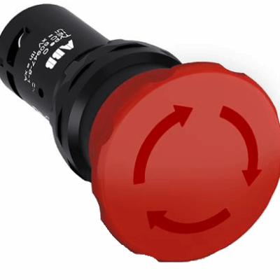 BOTON PARO DE EMERGENCIA 40 mm, PERFIL GIRO, 1 N.A.+1 N.C., ROJO