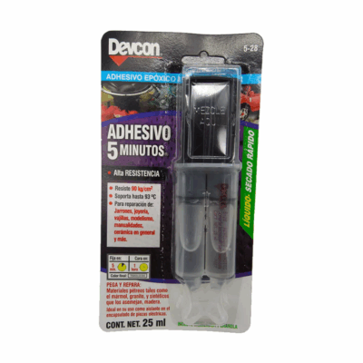 ADHESIVO EPÓXIDO DEVCON EN JERINGA 25 ML (0.84 OZ) TRANSPARENTE 5 MINUTOS