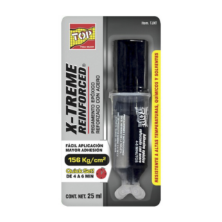 ADHESIVO EPOXICO EN JERINGA 25 ML NEGRO 4-6 MIN REFUERZO DE ACERO (X-TREME REINFORCED)