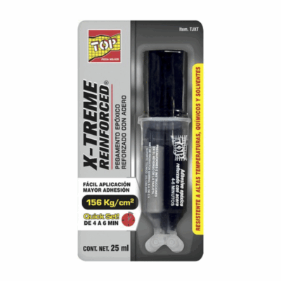 ADHESIVO EPOXICO EN JERINGA 25 ML NEGRO 4-6 MIN REFUERZO DE ACERO (X-TREME REINFORCED)