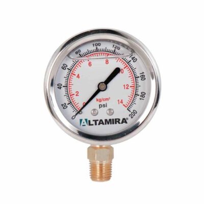 MANÓMETRO DE GLICERINA, 0-200 PSI, 0-14 KG/CM2