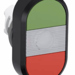 BOTON DOBLE TECLA ILUMINADO, SIN TEXTO, VERDE/ROJO, 22 mm