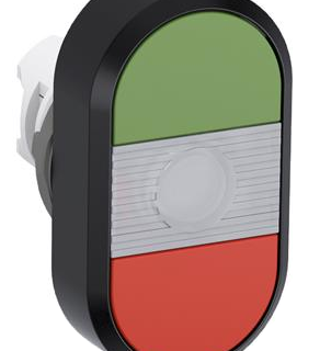 BOTON DOBLE TECLA ILUMINADO, SIN TEXTO, VERDE/ROJO, 22 mm