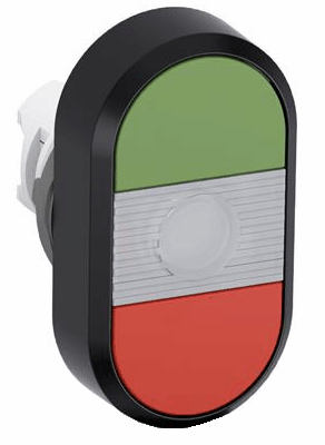 BOTON DOBLE TECLA ILUMINADO, SIN TEXTO, VERDE/ROJO, 22 mm