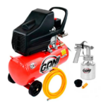 Compresor Moto Lubricado 120V 3450 Rpm 2.0 Hp 24 Lt. Horizontal + Manguera 170 + Pistola 28Vinilica