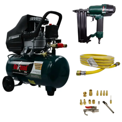 Compresor Moto Lubricado 3450Rpm 2.5Hp 25Lt+Clavadora Neumatica 5/8"-2"+Accesorios De Aire(12Pzas)