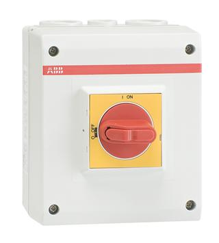 OTP25BA3M - SECCIONADOR EN GABINETE 3P, 25 AMP. (150x130x60 mm), AMARILLA/ROJA, IP65