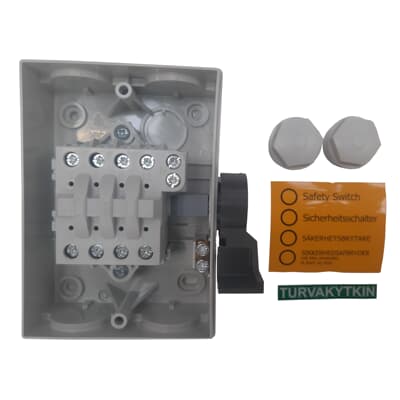 SECCIONADOR EN GABINETE 3P + N, 1 NA, 16 AMP. (130x110x60 mm), IP65, GRIS (SAFETY SWITCH) - Imagen 2